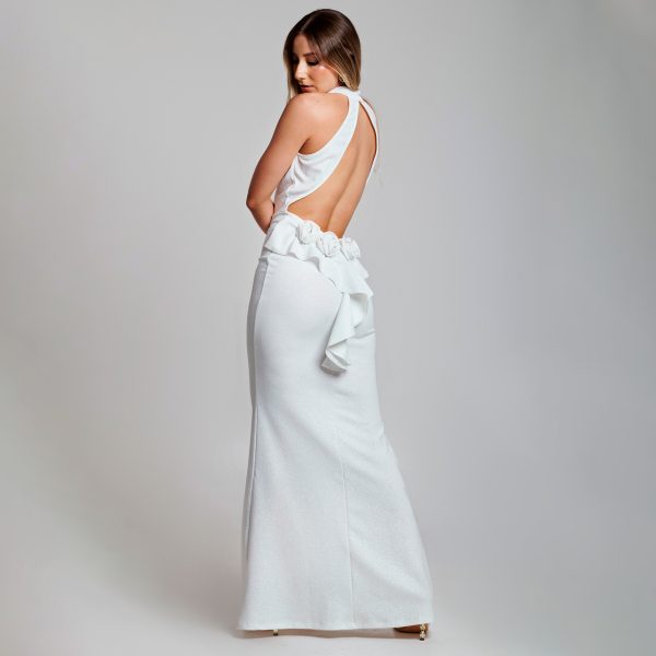 Vestido escote flor